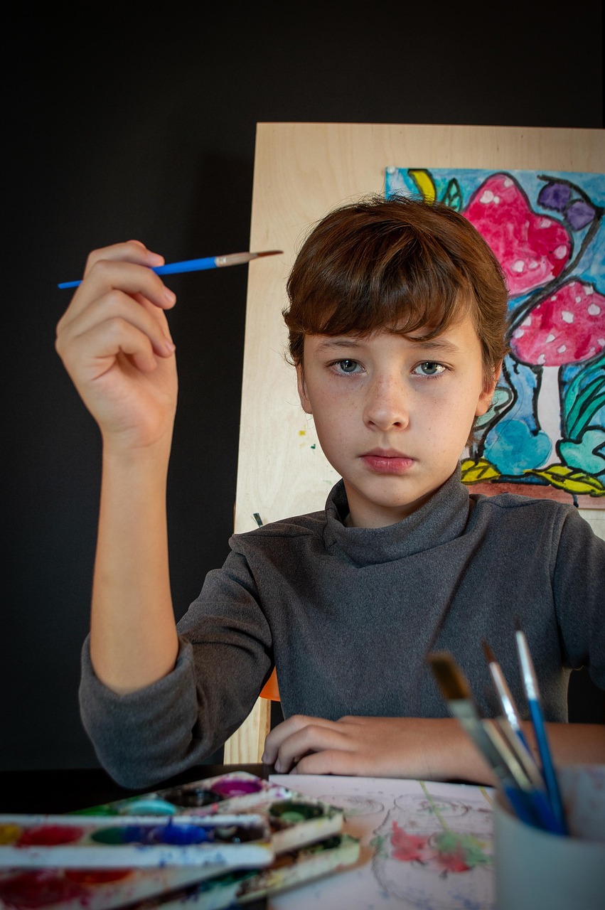 artist, baby, boy, young artist, paint, art, dye, brush, teen, portrait, kids, every, easel, paints, tassels